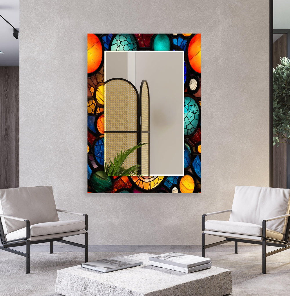Orange and Blue Rounds Wall Mirror - MyPhotoStation