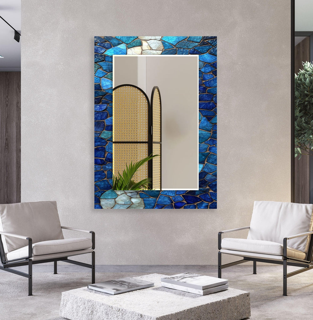 Dark Blue Mosaic Stones Wall Mirror - MyPhotoStation