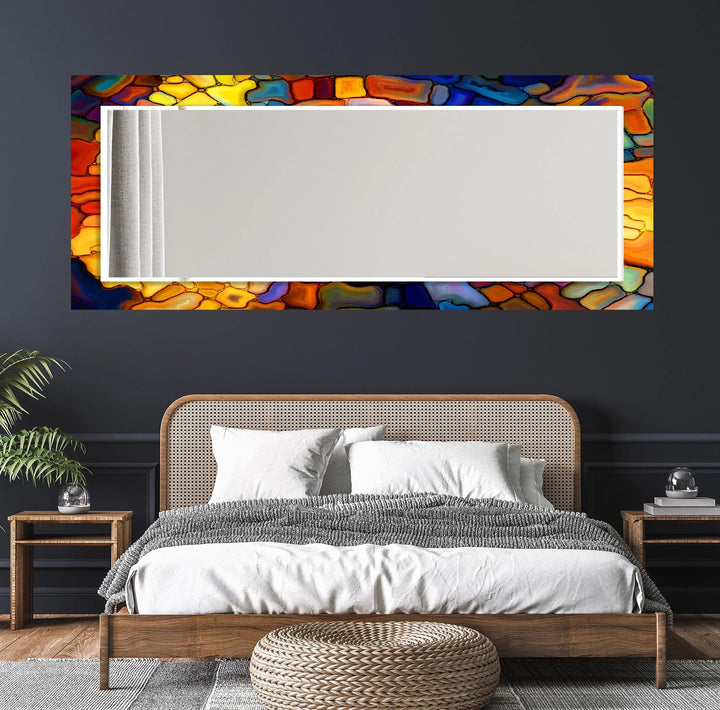 Yellow & Red Stained Wall Mirror Abstract Wall Mirror
