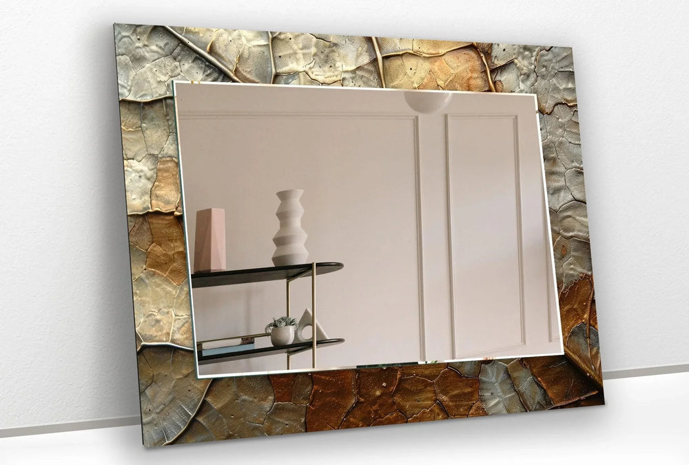 Cracked Beige Abstract Wall Mirror - MyPhotoStation
