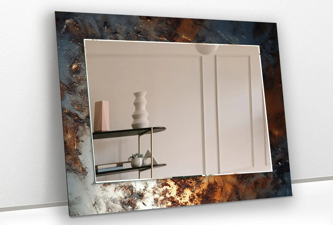 Bronze & Silver Abstract Wall Mirror Rectangle Wall Mirror