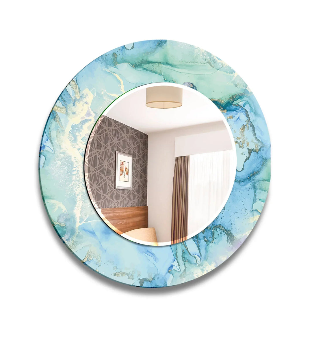 Pastel Blue & Lavender Glass Wall Mirror – Abstract Watercolor Accent - MyPhotoStation