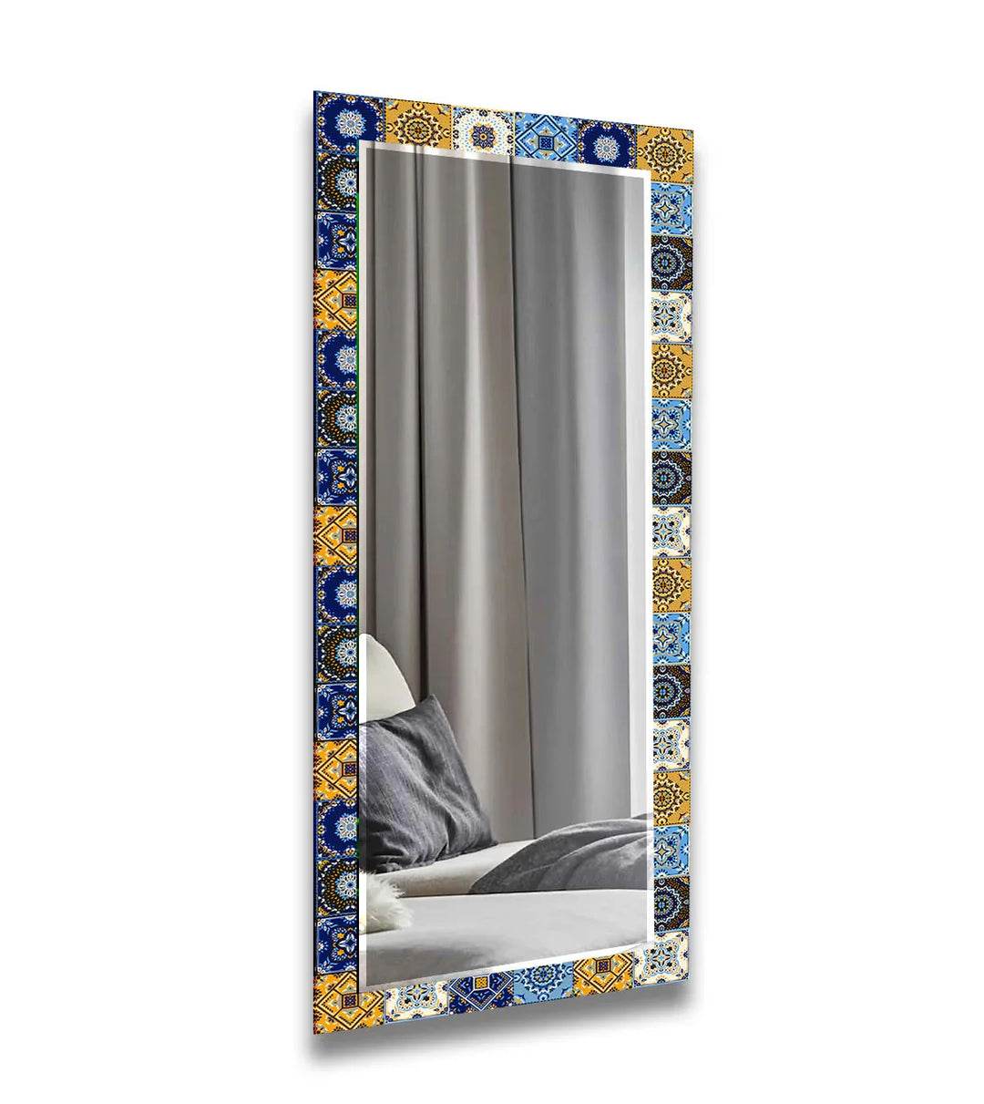 Navy Blue and Yellow Mosaic Wall Mirrors decorative mirrors