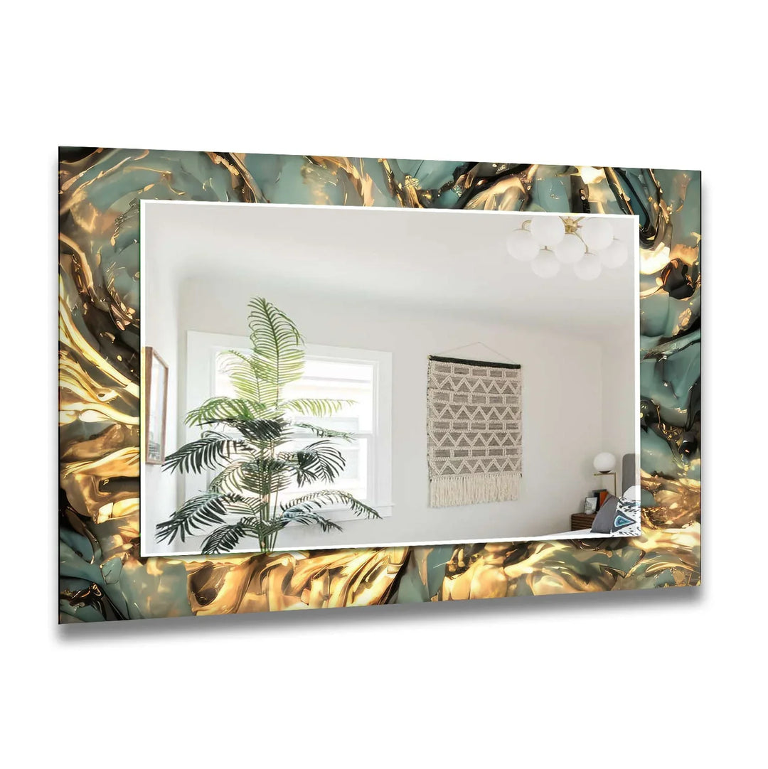 Green Abstract Wall Mirrors Long Wall Mirror