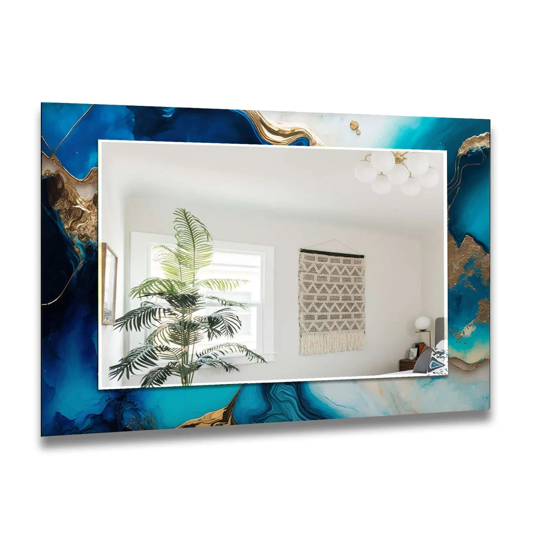 Dark Blue and Golden Wall Mirrors Green Mirror
