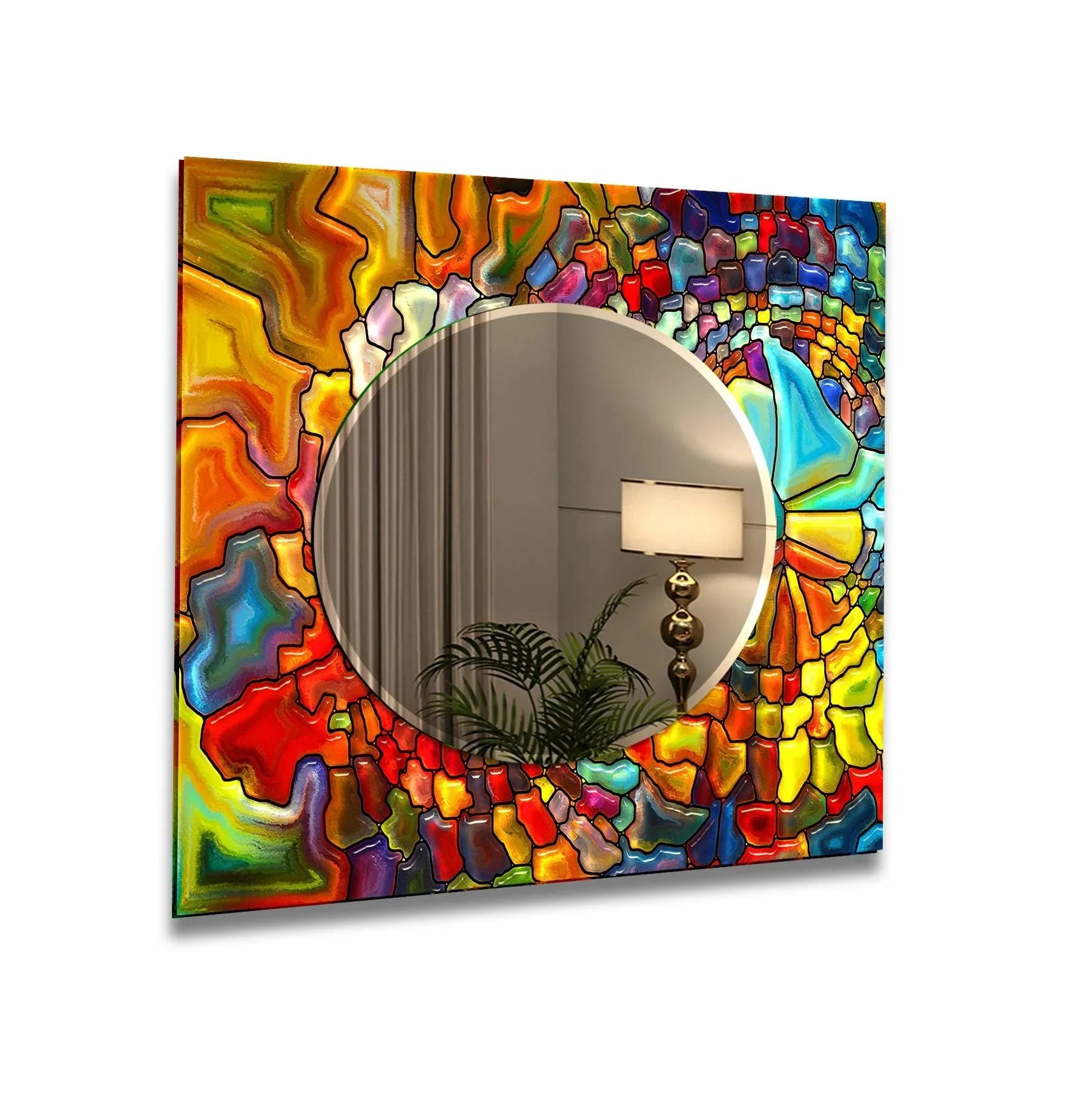 Stained Orange Wall Mirror Bathroom Mirrors