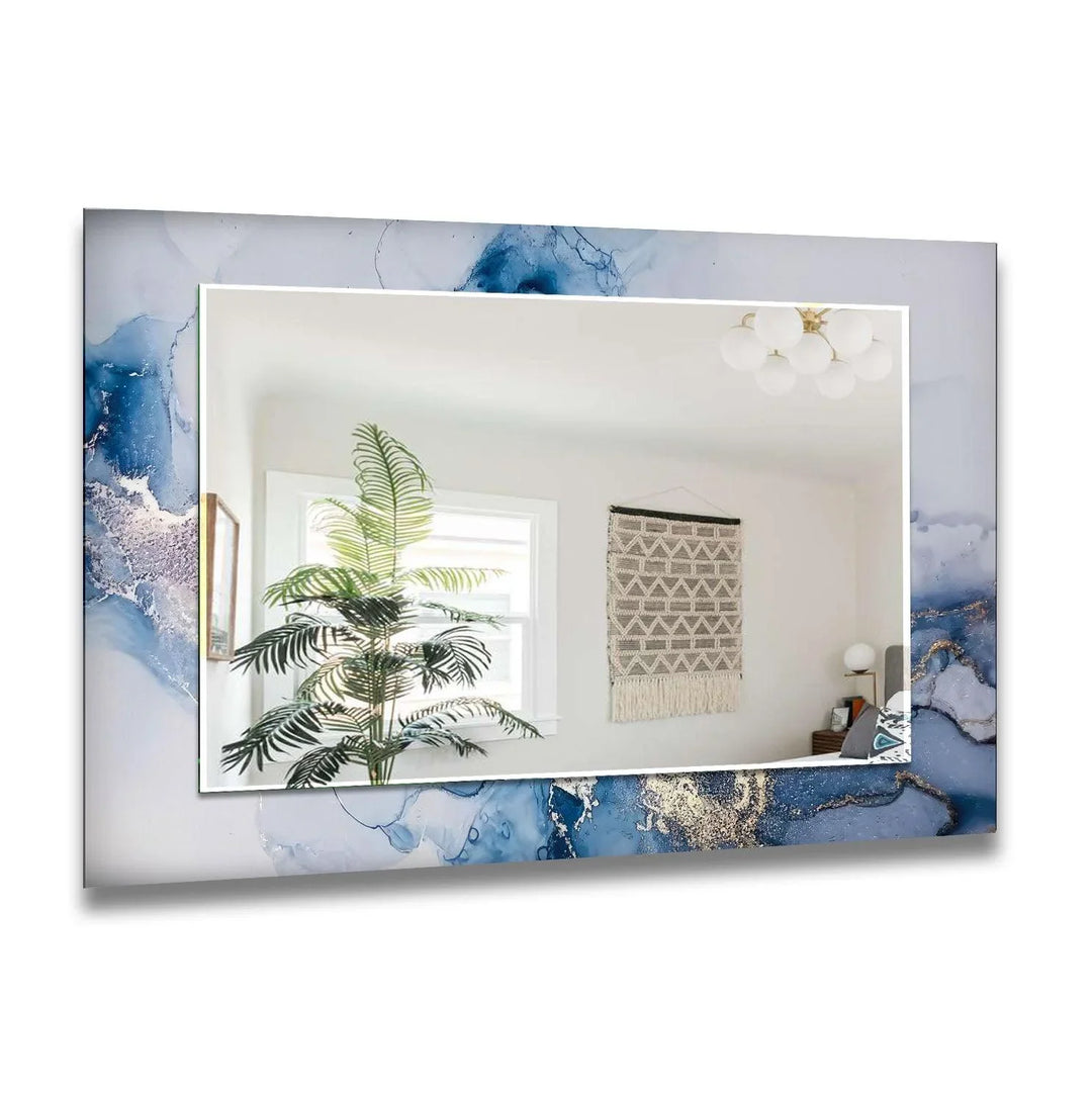 Blue & White Abstract Wall Mirrors Bedroom Wall Mirror