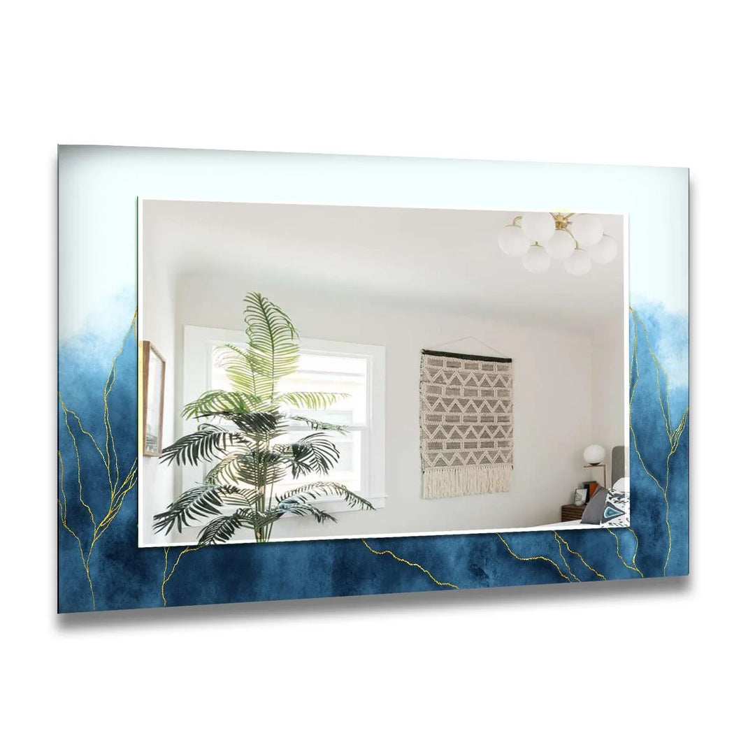 Blue White Wall Mirrors Rectangle Mirror