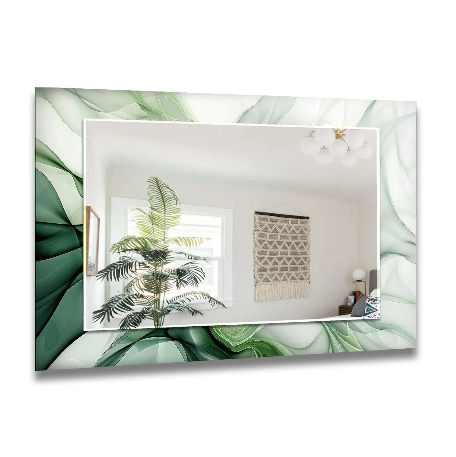 Green White Abstract Wall Mirrors Marble Mirror