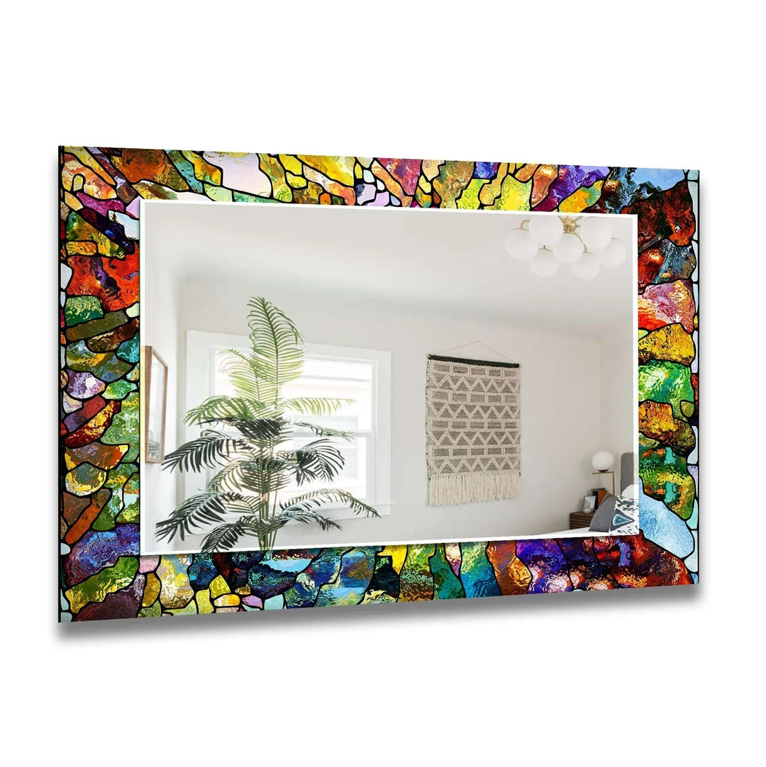 Stained Colorful Stones Wall Mirrors Small Mirror