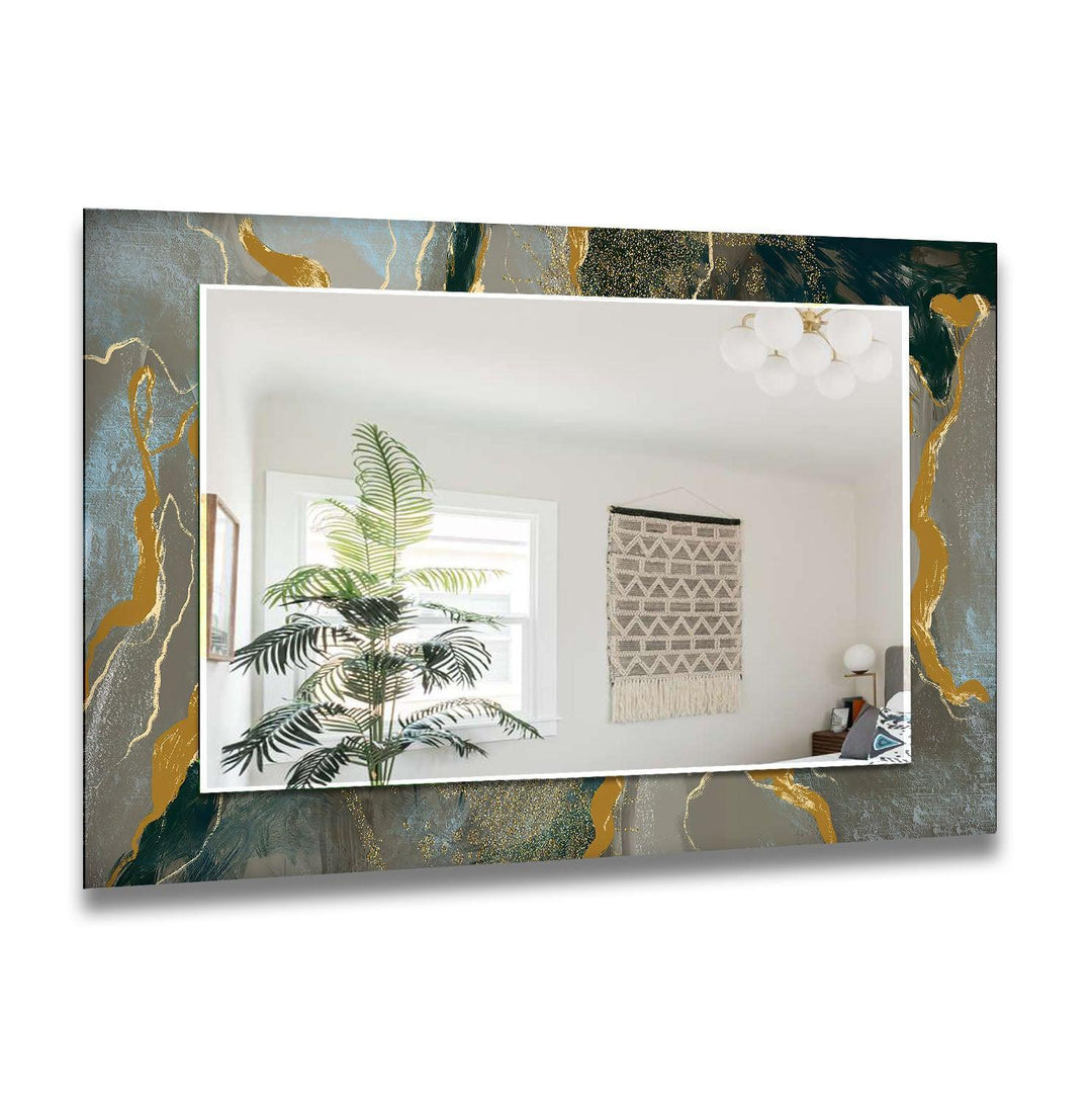 Gold Floor Abstract Mirror Entryway Wall Mirror