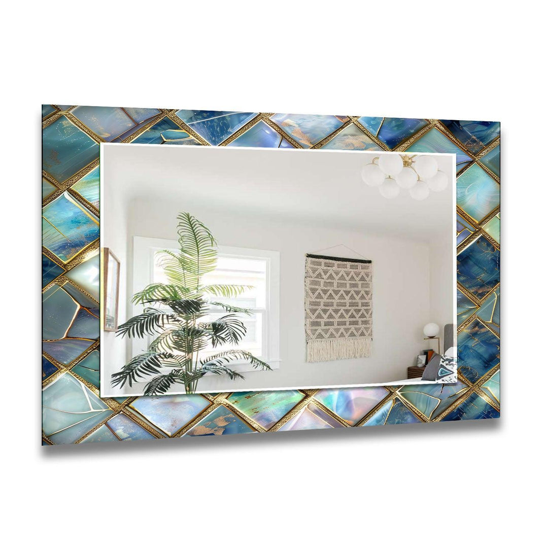 Turquoise Geometric Wall Mirror Huge Mirror