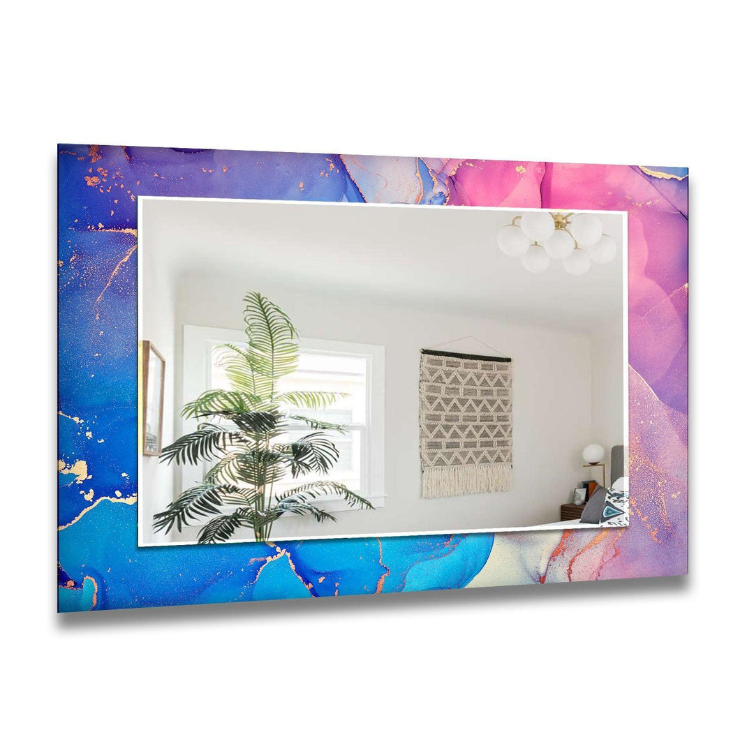 Blue Pink Marble Wall Mirror Abstract Mirror