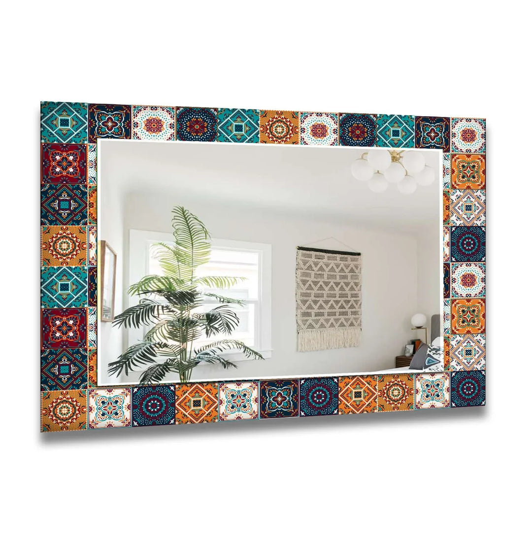 Orange & Blue Mosaic Wall Mirror Living Room Wall Mirror