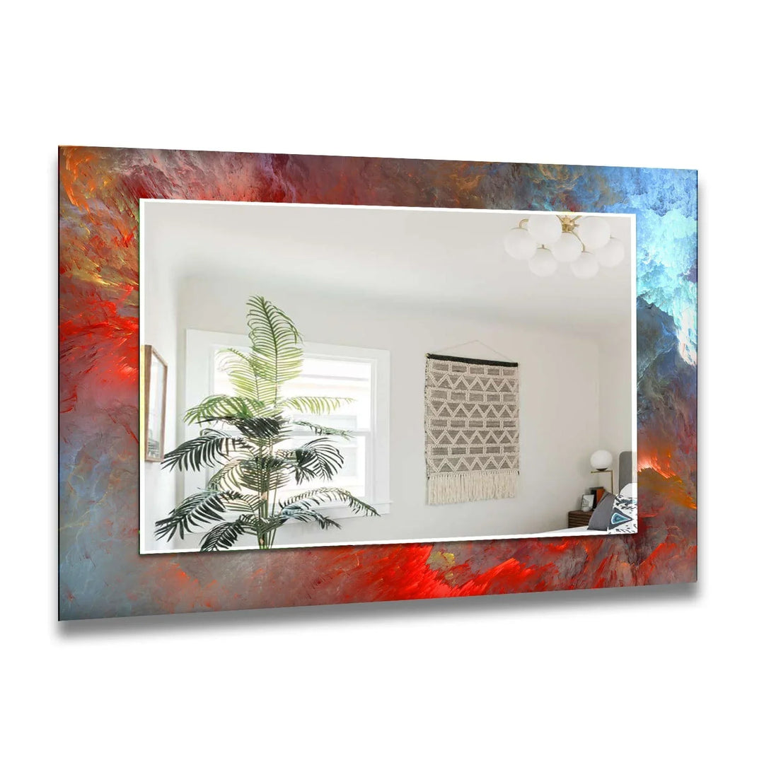 Red & Blue Abstract Wall Mirrors Marble Wall Mirror