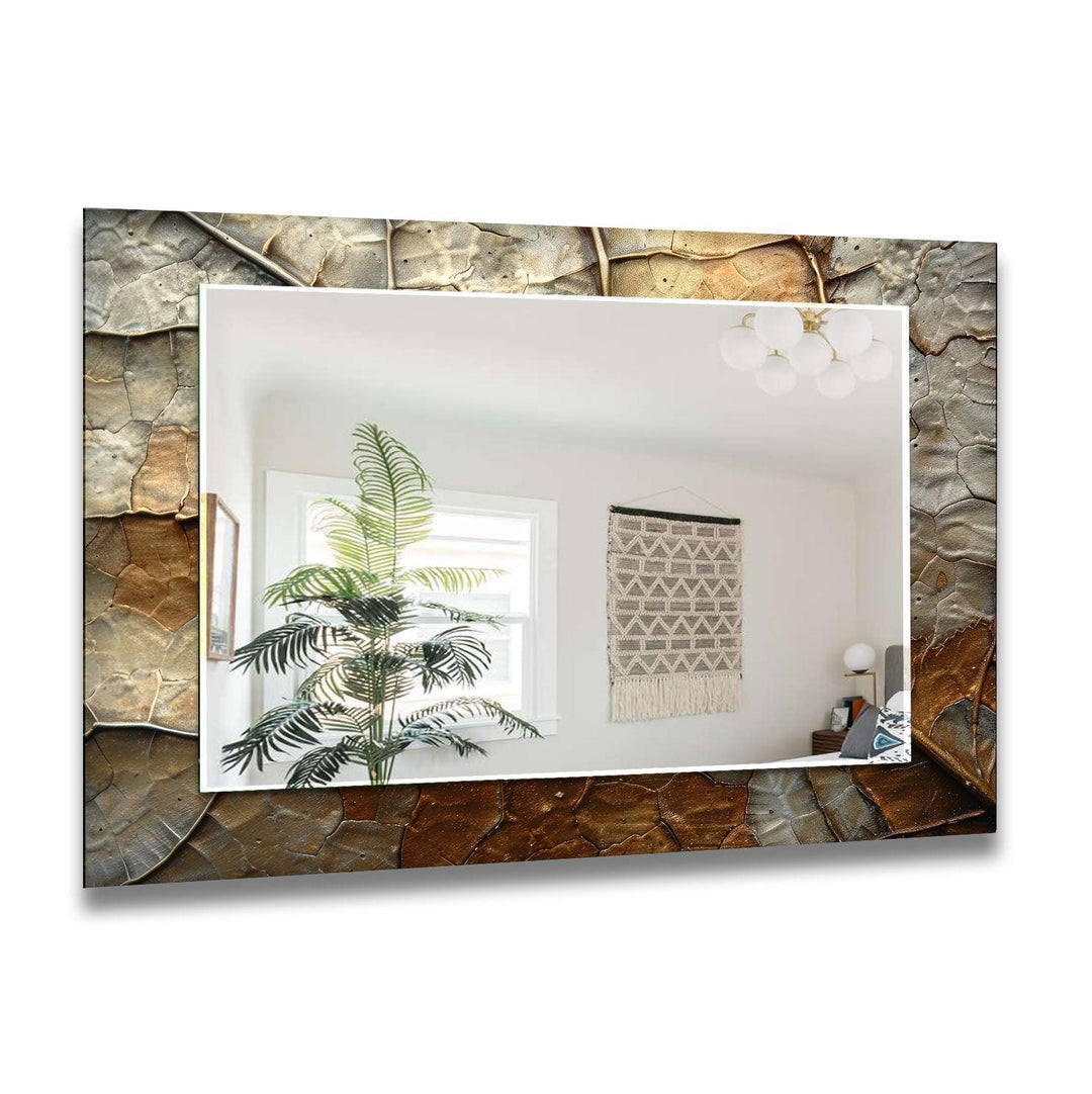 Cracked Beige Abstract Wall Mirror - MyPhotoStation