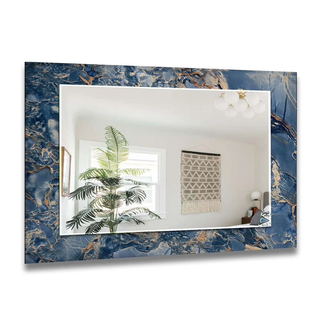 Blue & Brown Abstract Wall Mirror mirrors in black
