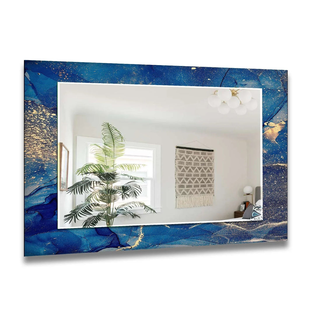 Blue Gold Details Marble Wall Mirror large mirror