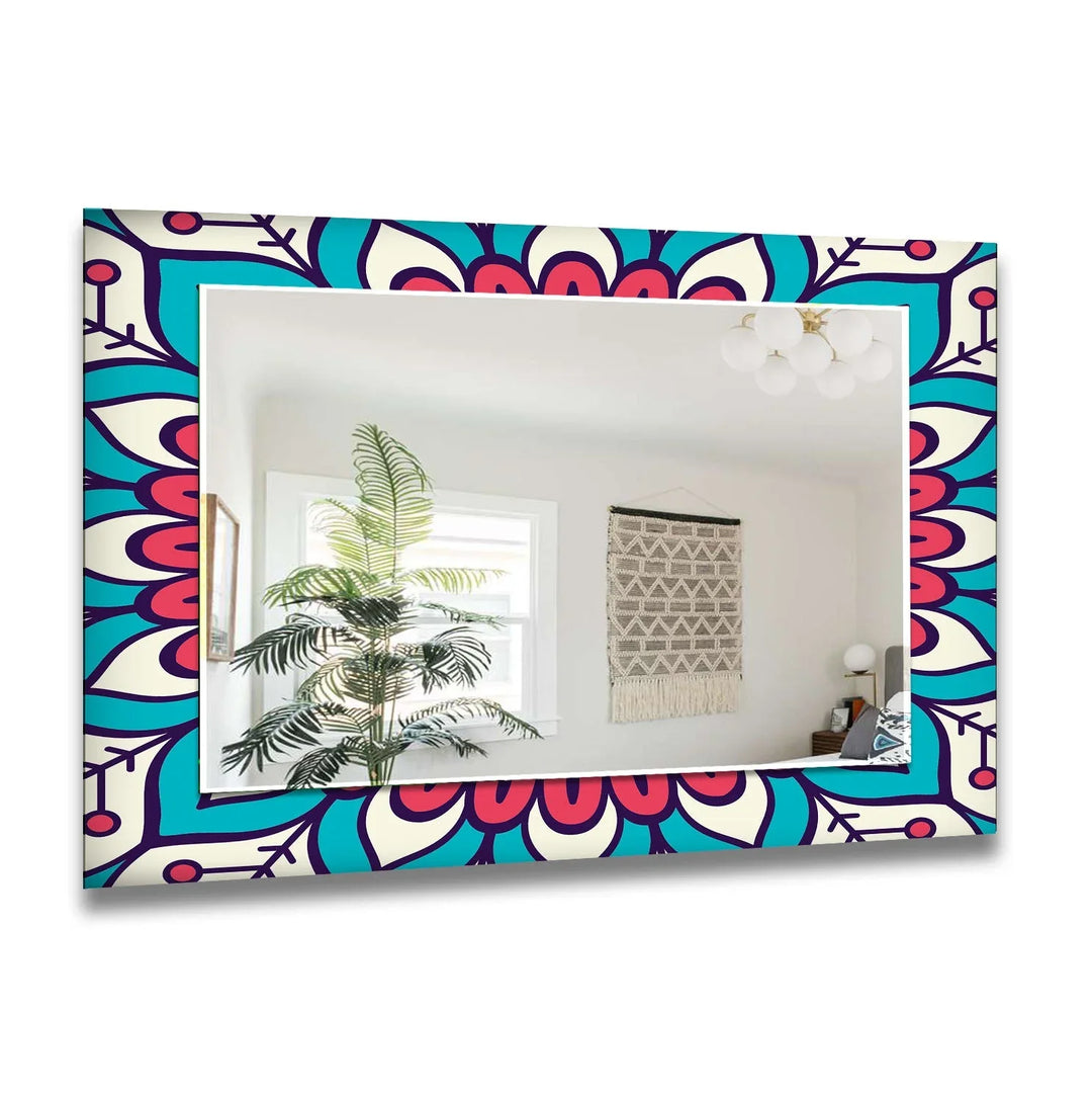 Pink & Blue Mandala Wall Mirror Stained Glass Wall Mirror