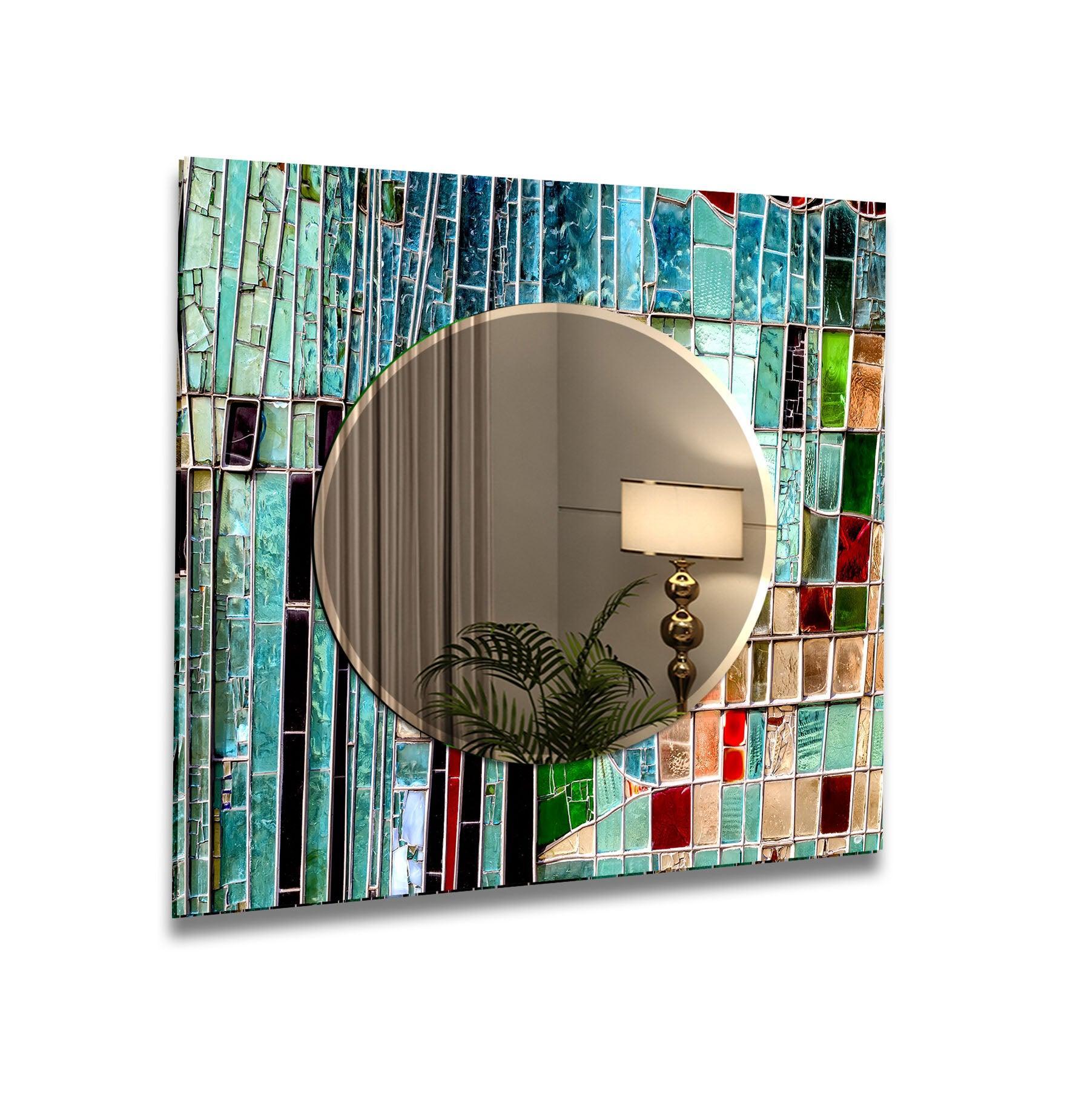 Stained Light Blue Wall Mirror huge mirror