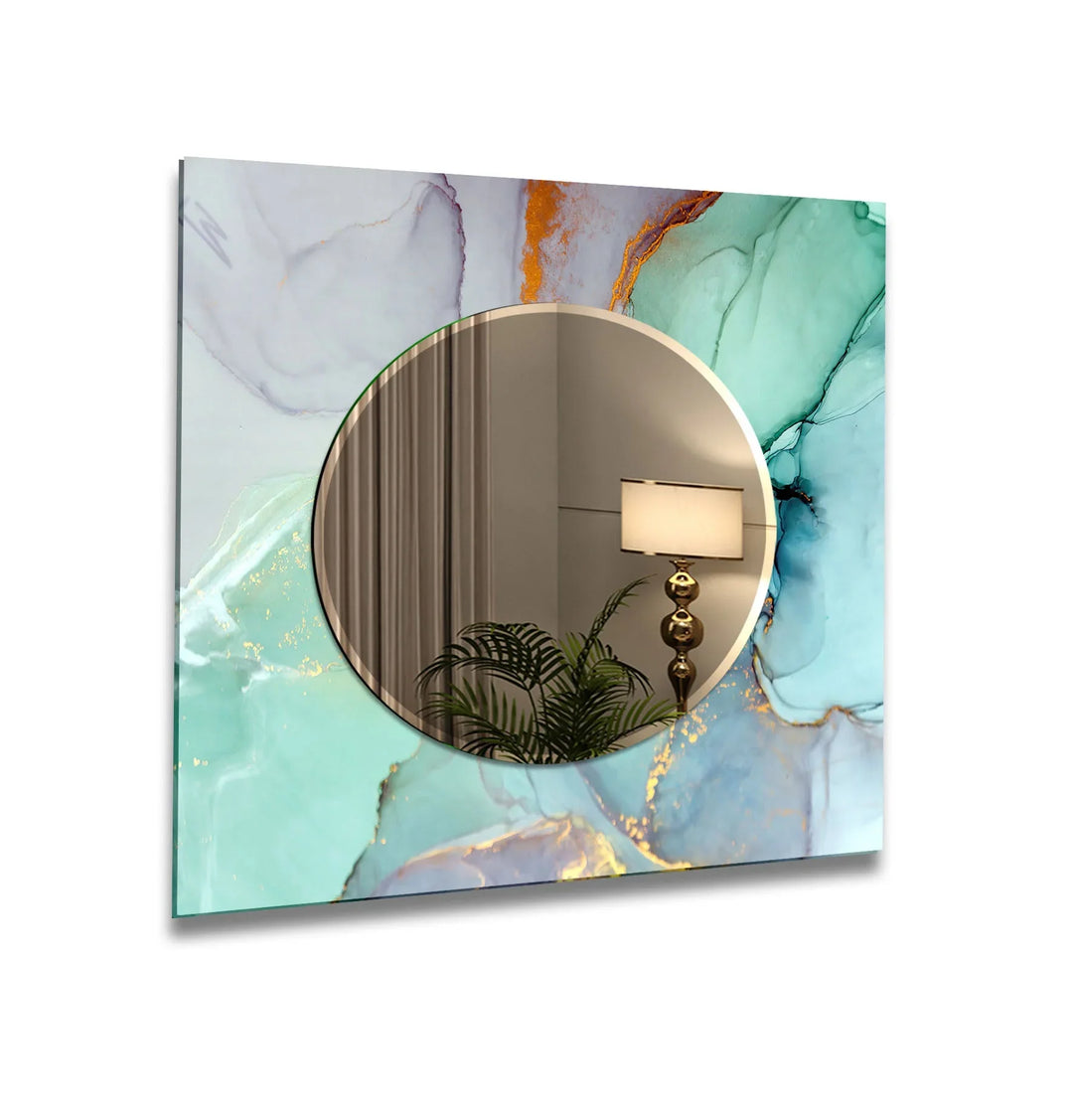 Green Abstract Wall Mirror Stained Glass Mirror
