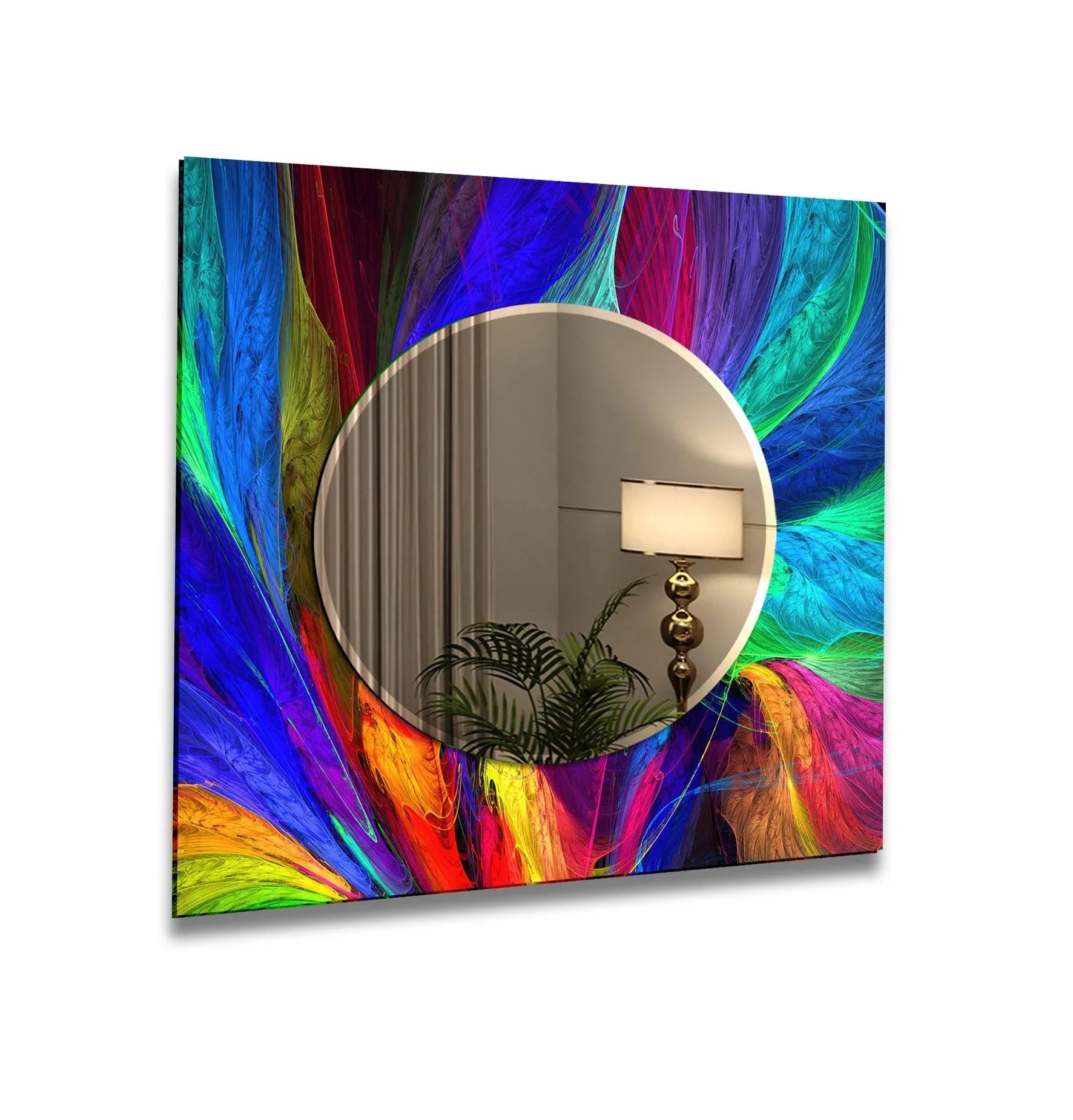 Modern Colorful Abstract Design Wall Mirror Green Mirror