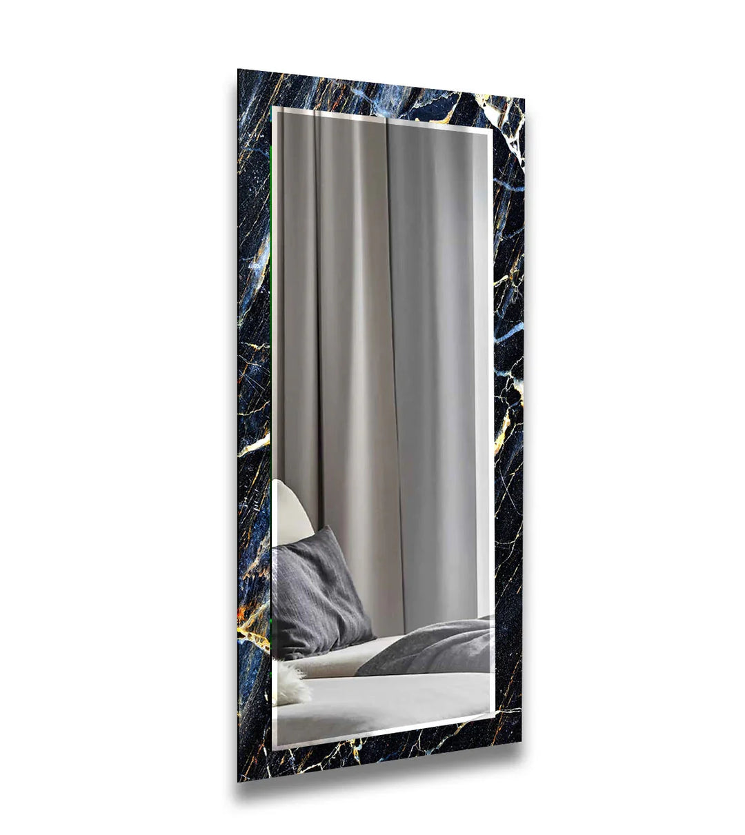 Dark Marble Abstract Wall Mirrors Blue Mirror