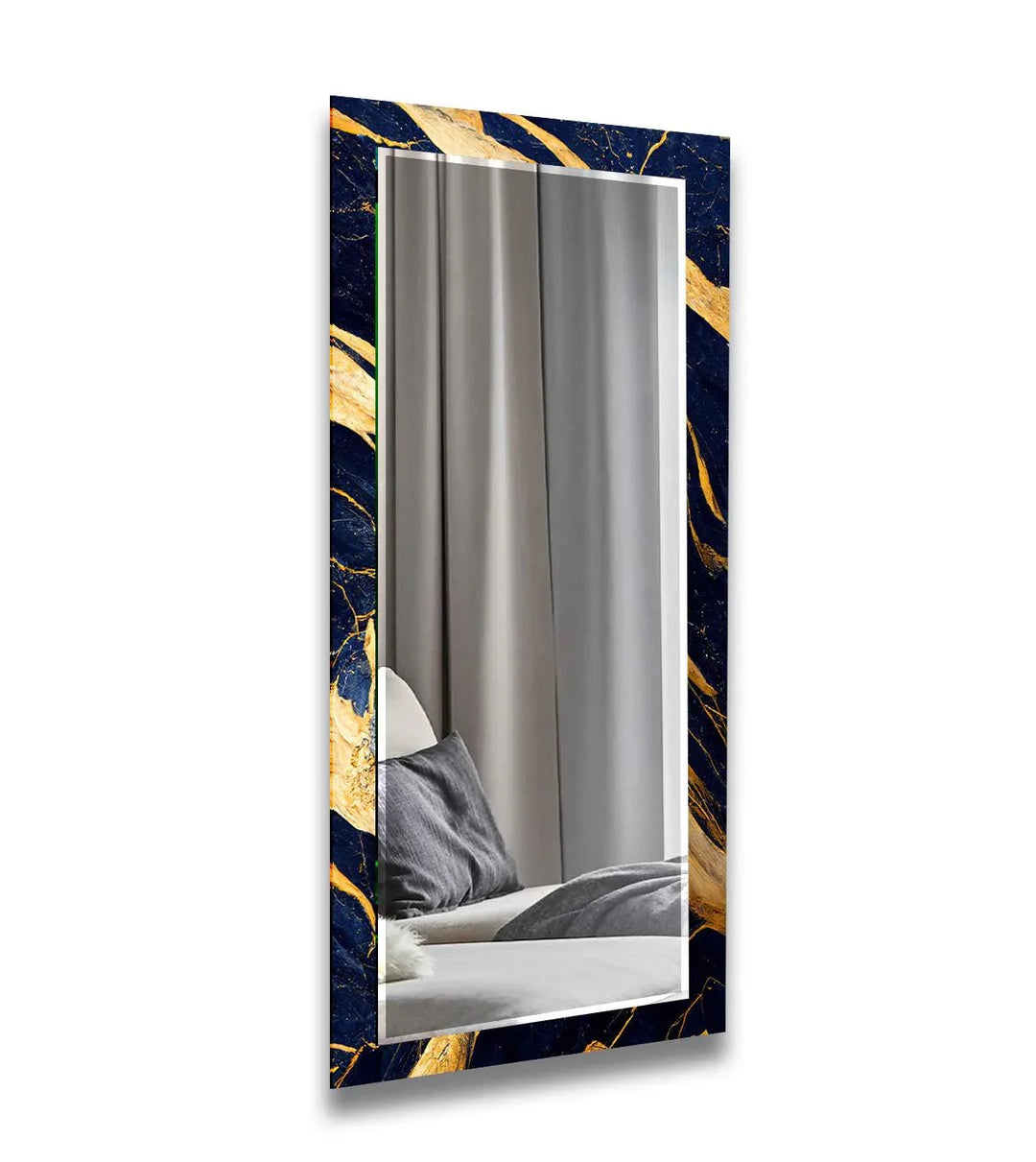 Golden Abstract Dark Blue Wall Mirror biggest wall mirror