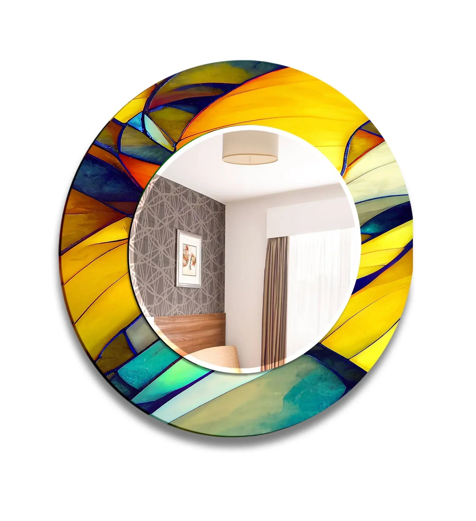 Stained Yellow Wall Mirror Large Mirror