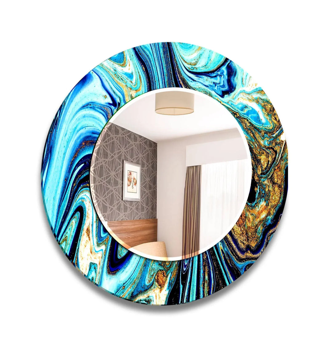 Vivid Blue Epoxy Wall Mirror Square Wall Mirror