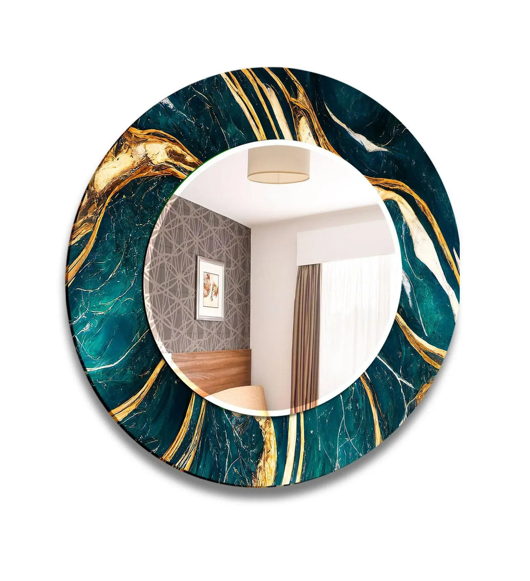 Dark Green & Gold Wall Mirror Marble Wall Mirror