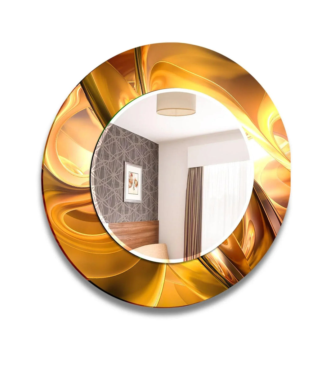 Caramel Color Lines Abstract Wall Mirror Gold Mirror