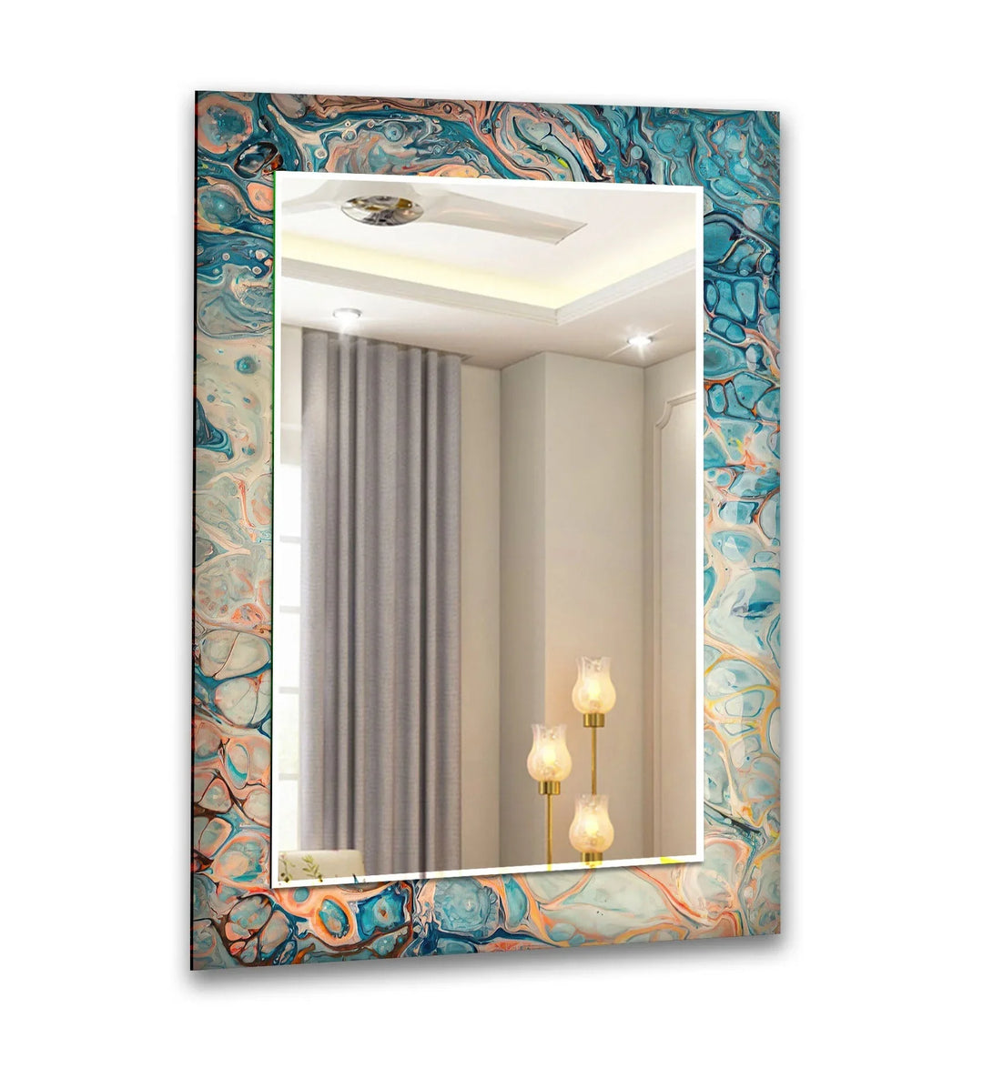 Blue & Silver Marble Wall Mirrors Living Room Mirror