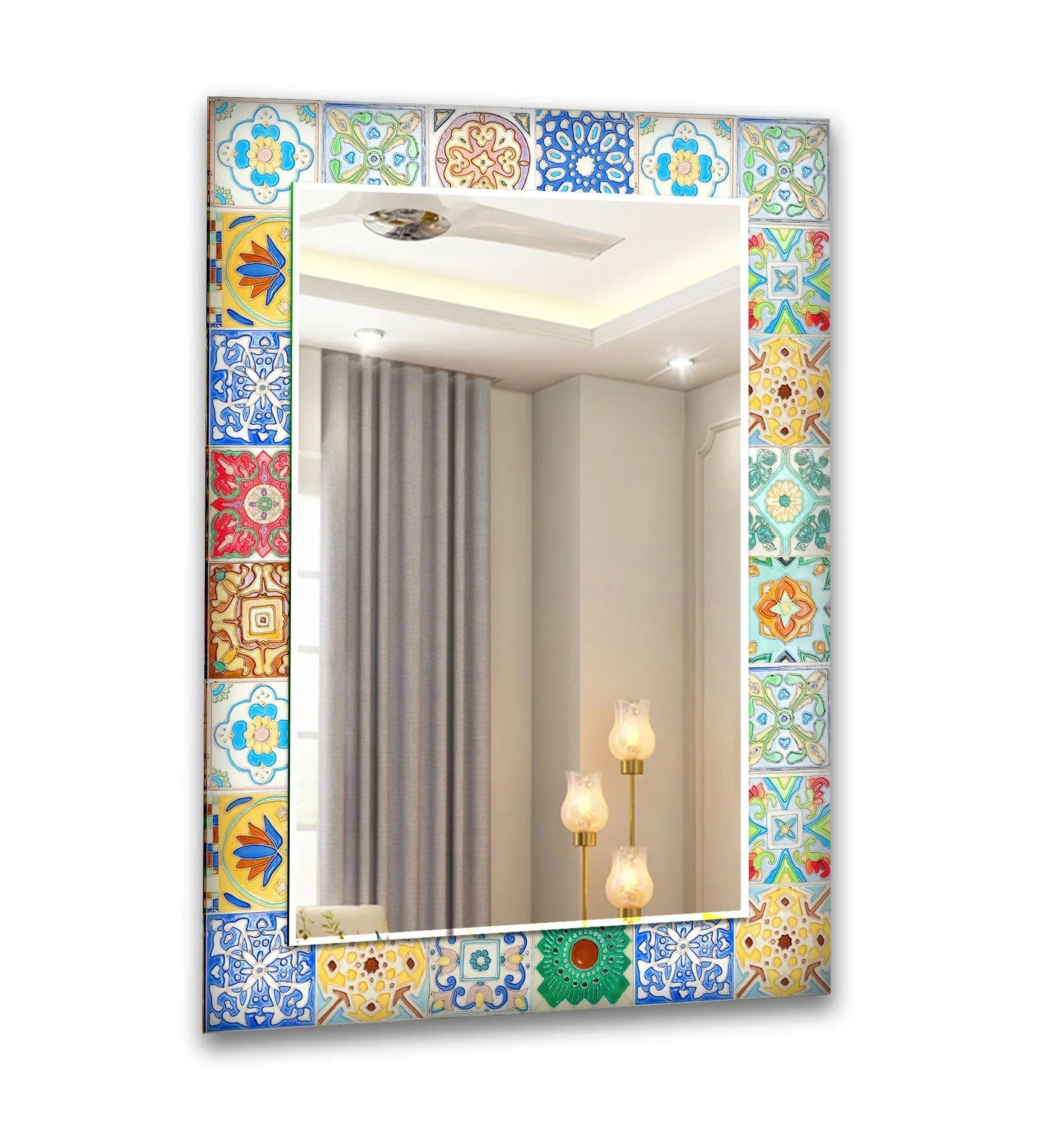Green Mosaic Wall Mirror mirrors in black