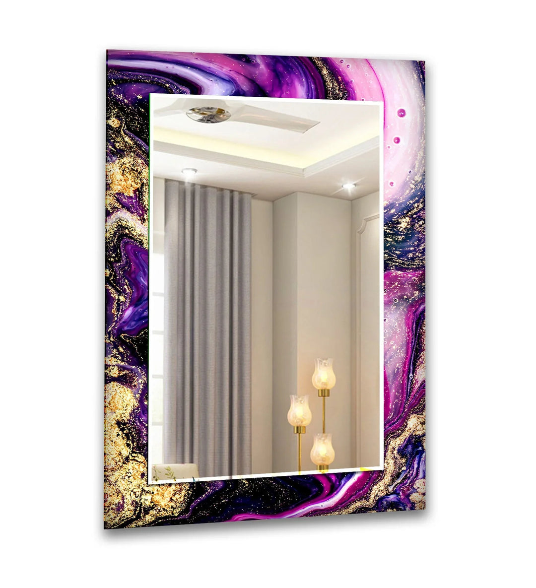 Pink & Purple Abstract Marble Wall Mirror dining room mirror