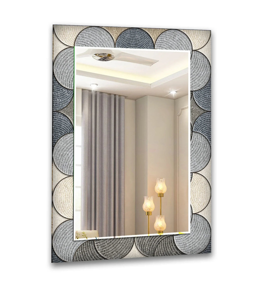 Grey Circles Details Wall Mirror Long Wall Mirror