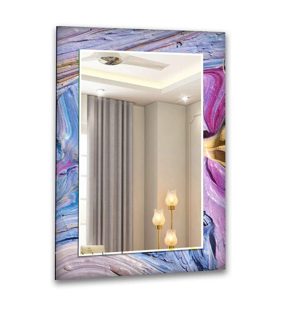 Purple Abstract Oil Art Wall Mirror Red Mirror