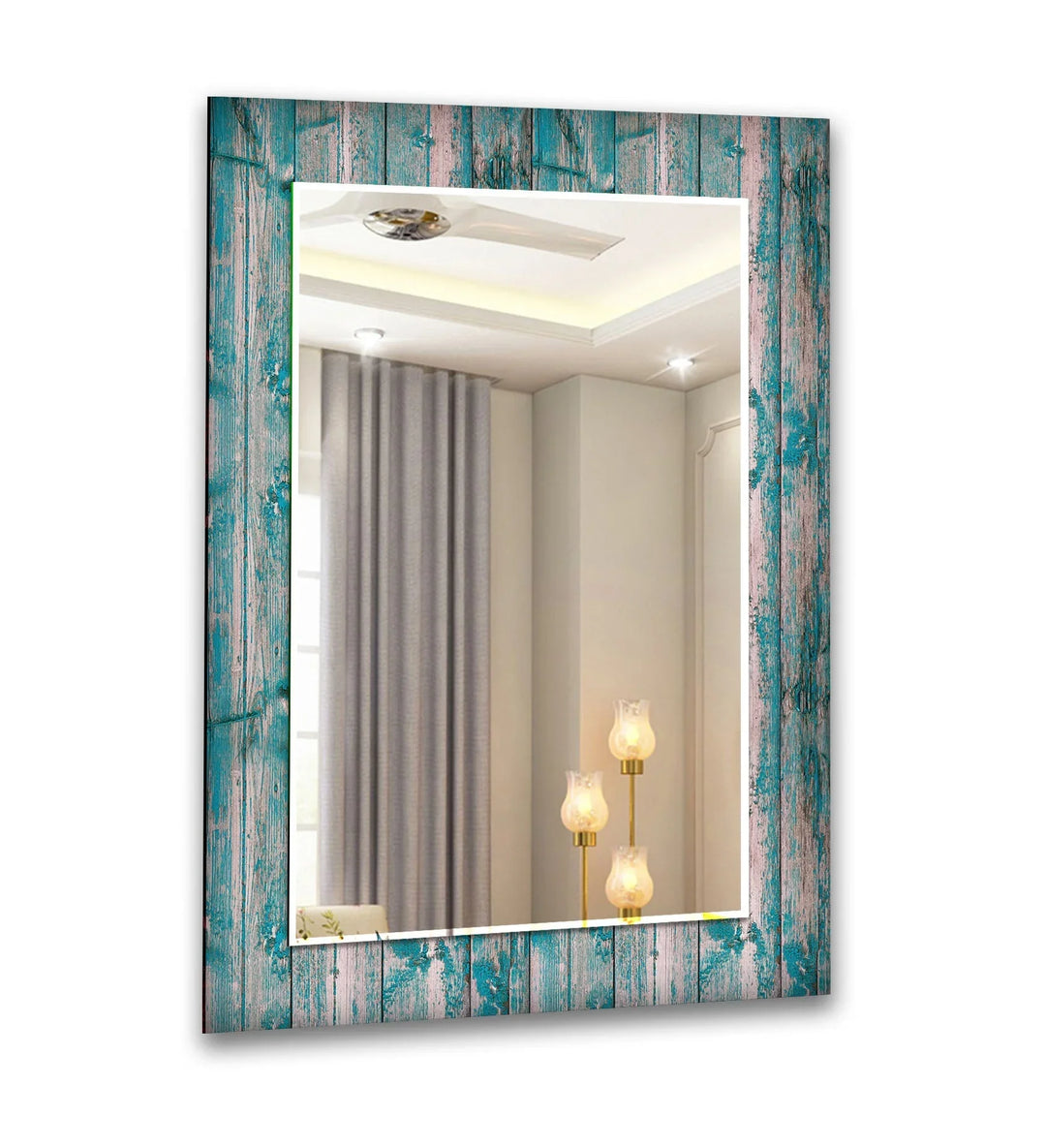 Blue Wooden Wall Mirror Blue Mirror
