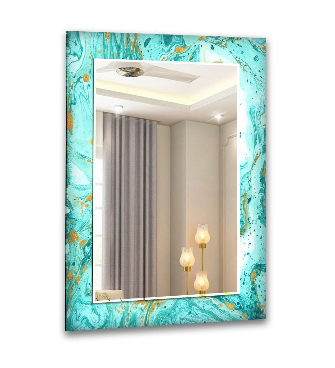 Turquoise Marble Wall Mirror Long Wall Mirror
