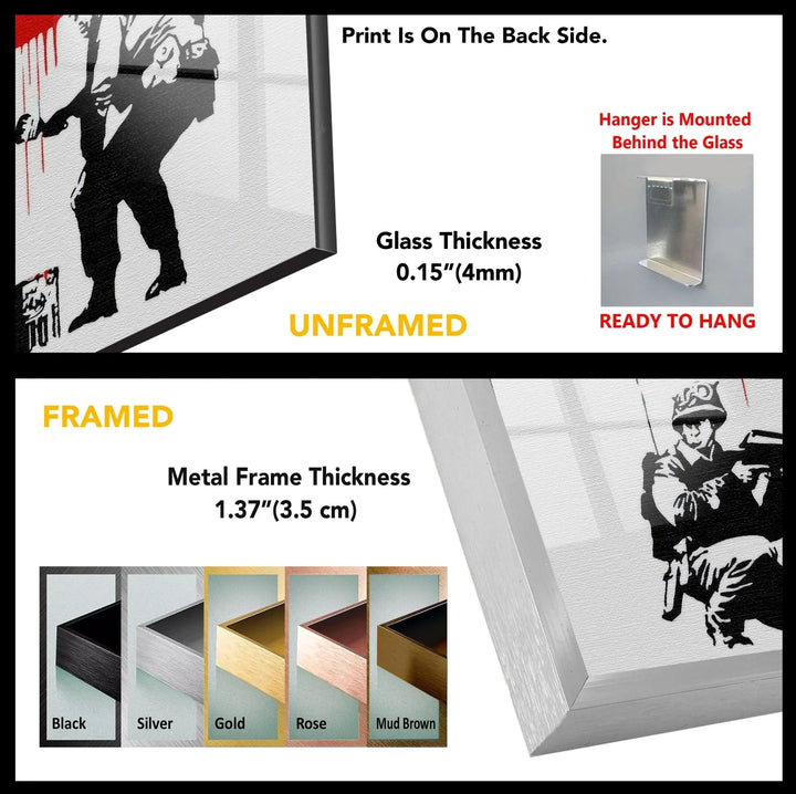Banksy CND Soldiers Peace Tempered Glass Wall Art - MyPhotoStation