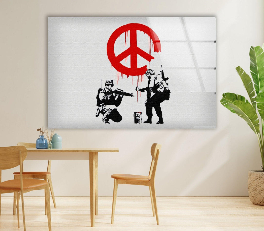 Banksy CND Soldiers Peace Tempered Glass Wall Art -