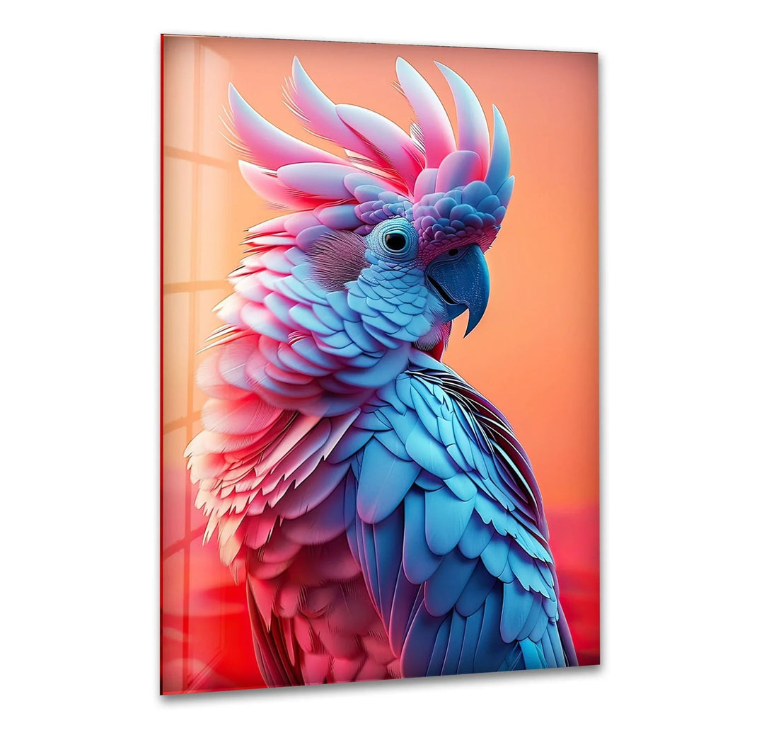 Beautiful Blue and Pink Bird Glass Wall Art glass image printing, glass prints from photos