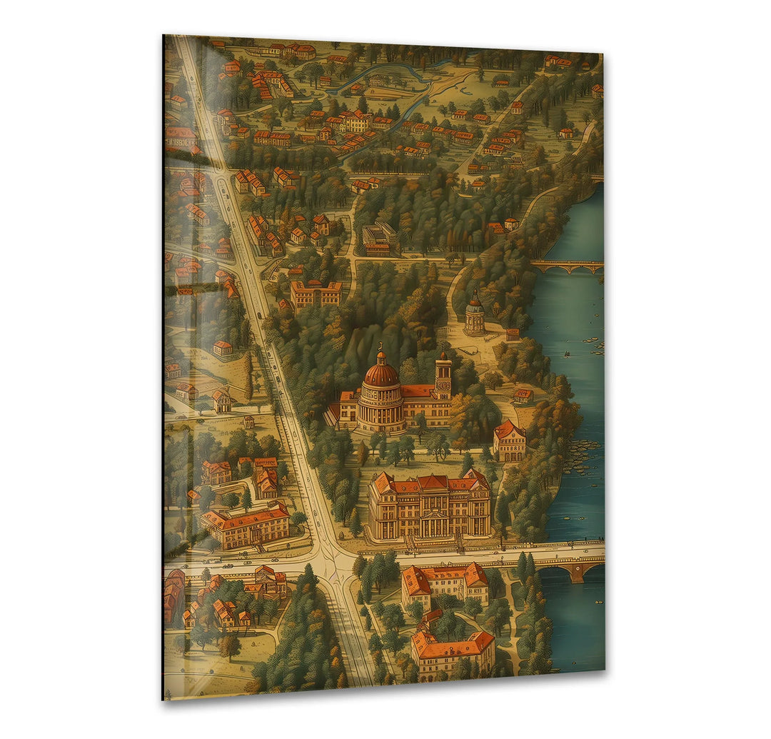 Berolinum Berlin Map Glass Wall Art print on glass, glass printed photos