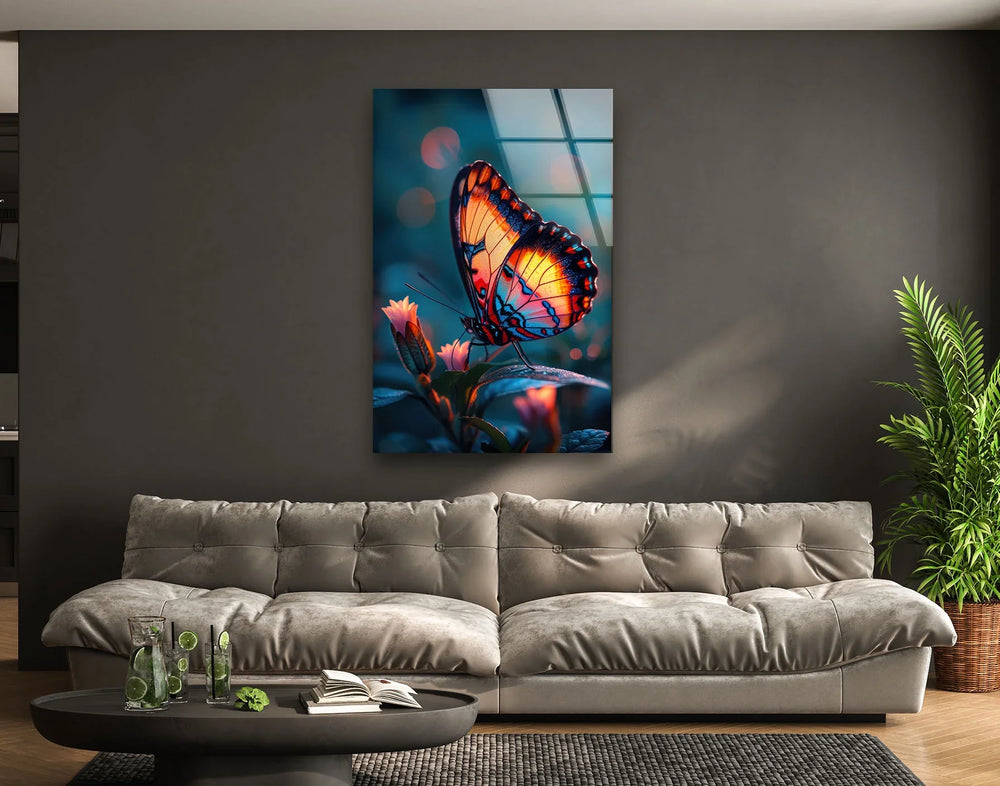 Vivid Colored Butterfly Glass Wall Art glass photo prints, glass picture prints