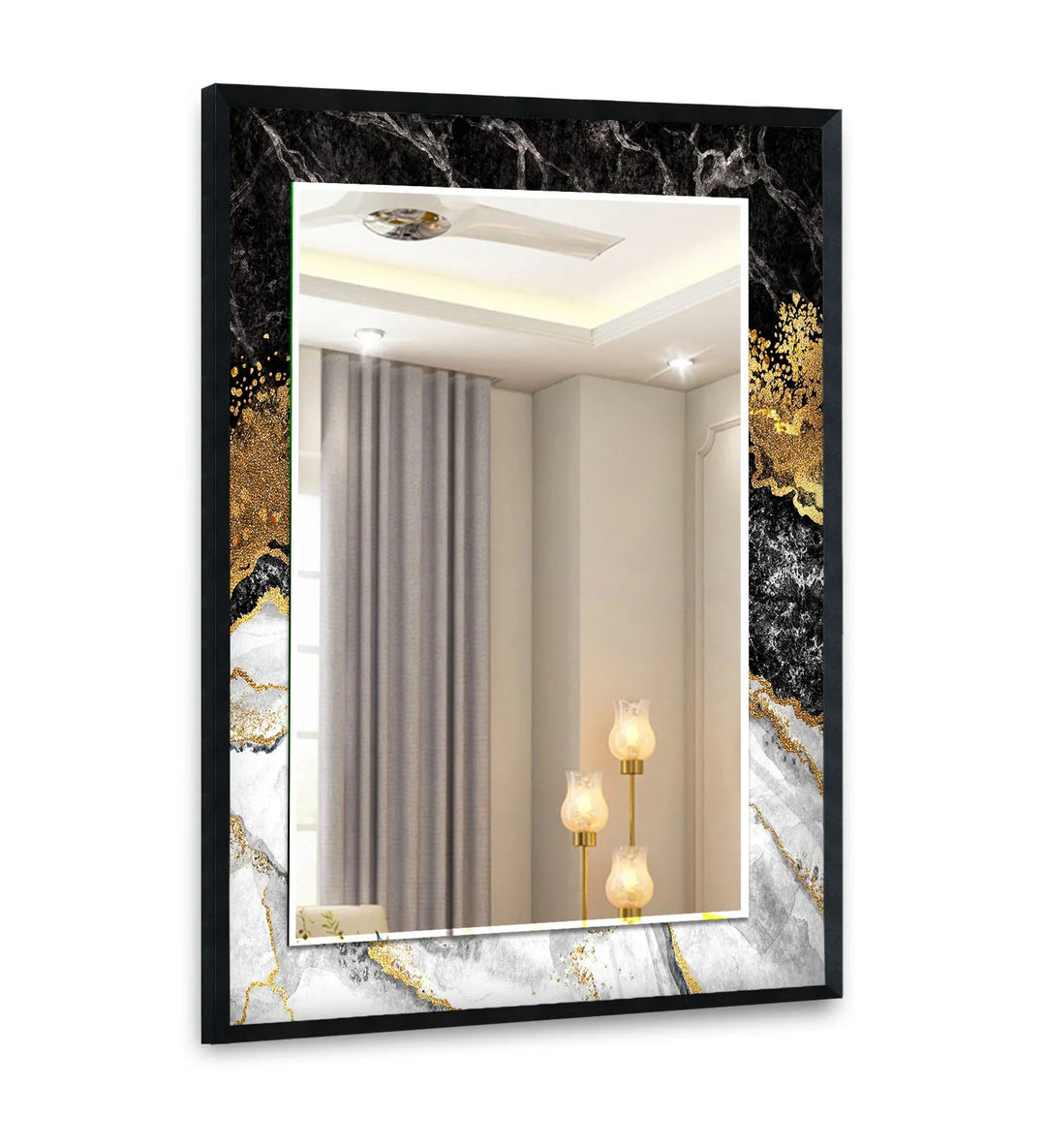 Black Marble with Golden Wall Mirror - MyPhotoStation