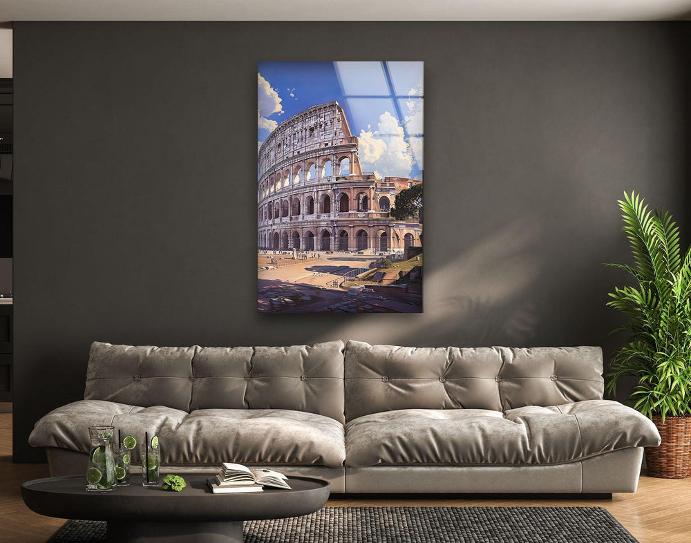 Colosseum Italy Glass Wall Art glass art painting, glass art for the Wall