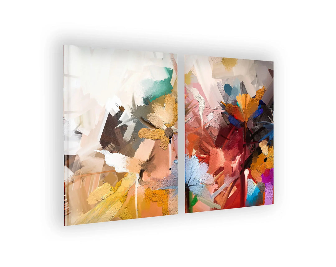 Floral Oil Painting Abstract Glass Wall Art, print on glass, glass printed photos