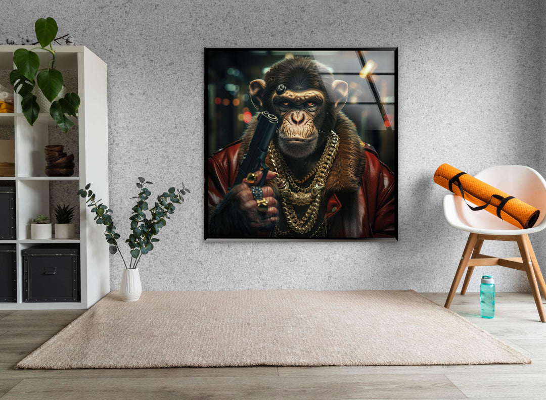 Gangsta Monkey Glass Wall Art - MyPhotoStation
