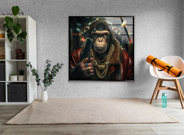Gangsta Monkey Glass Wall Art - MyPhotoStation