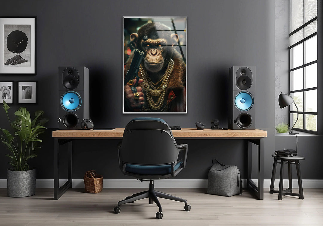 Gangsta Monkey Glass Wall Art - MyPhotoStation